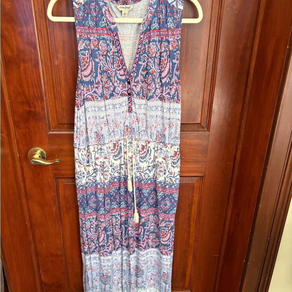 Lucky Brand Blue and Red Paisley Maxi Dress